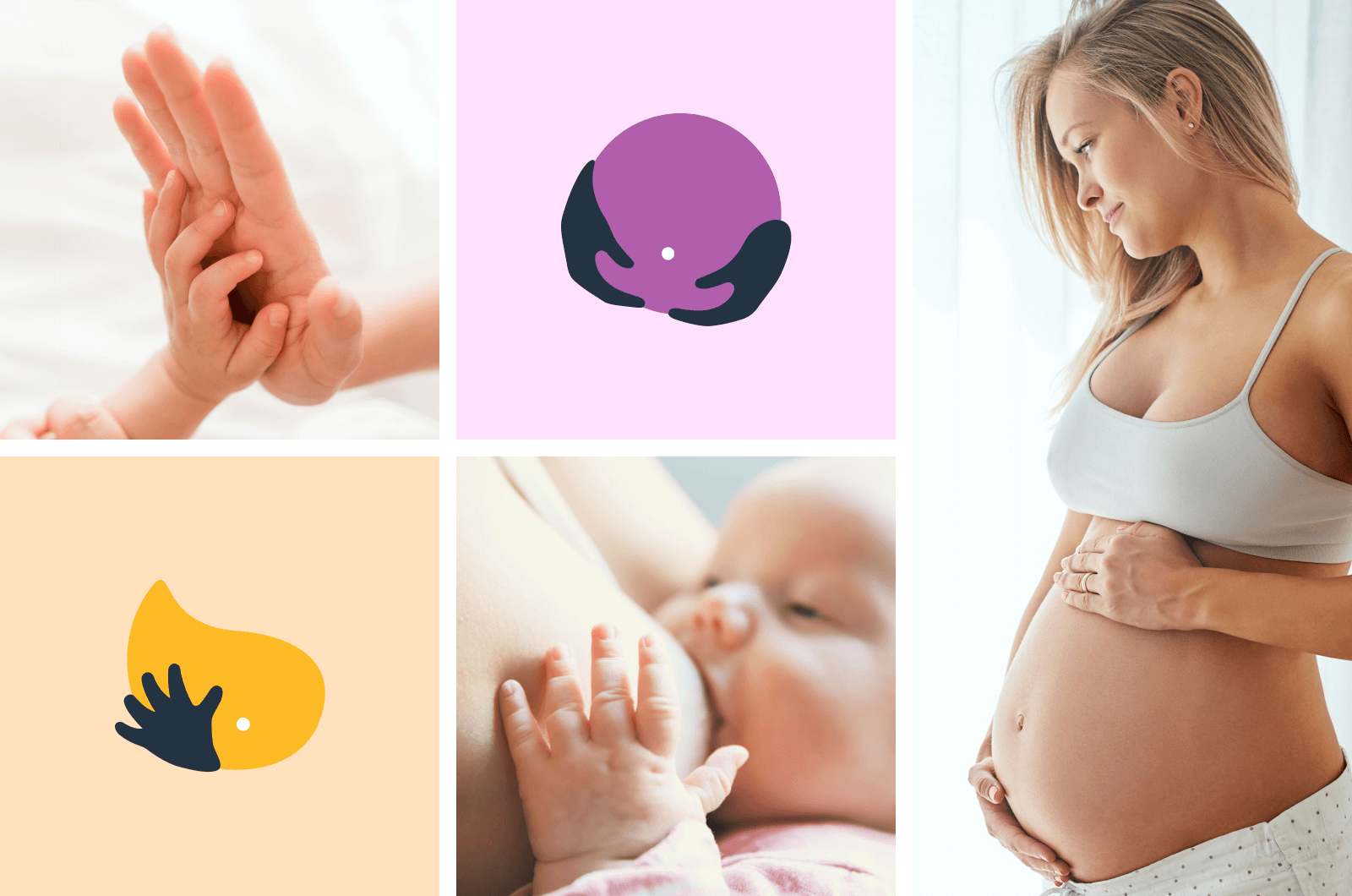 koláž ikon a&nbsp;fotografií dětí a&nbsp;maminky