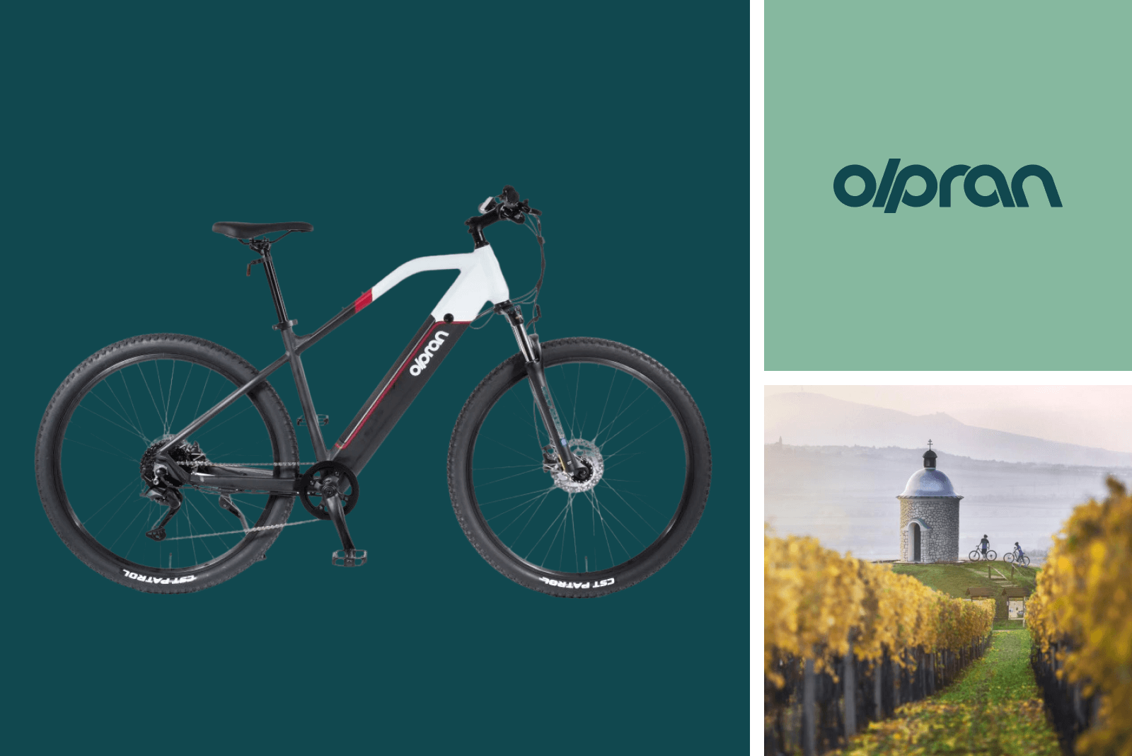 koláž s&nbsp;kolem, logem a&nbsp;kapličkou mezi vinicemi